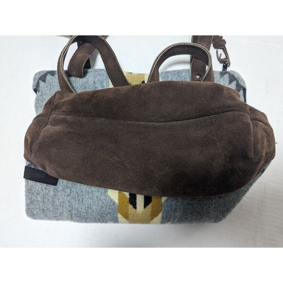 Mercy Grey Handmade Crossbody Bag Southwestern Pendleton Wool Oregon Leather - Picture 6 of 16